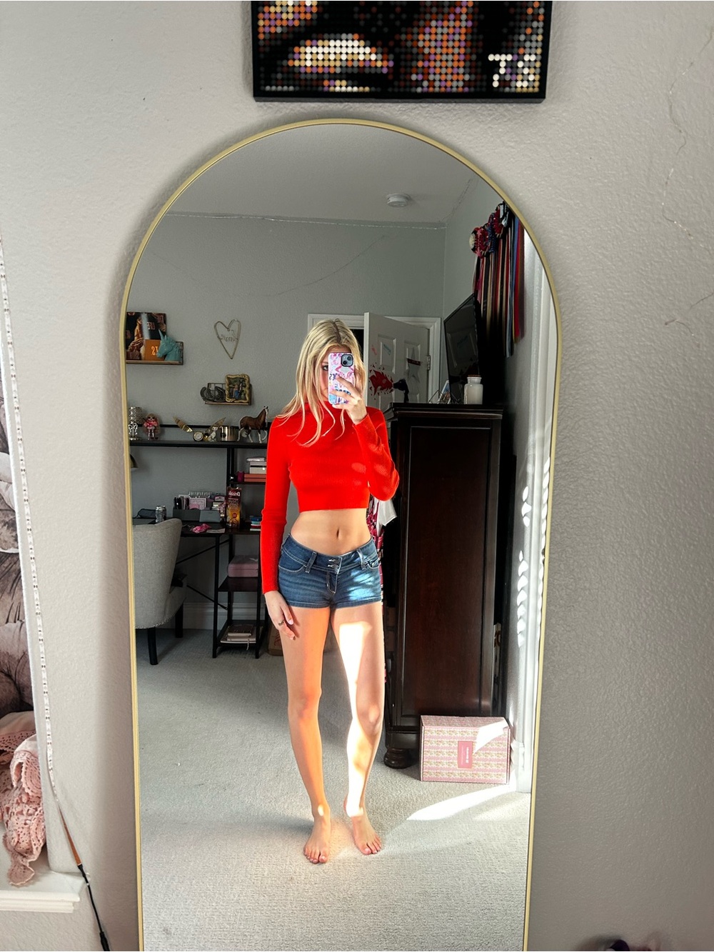 H&M orange Long-Sleeve Cropped Top